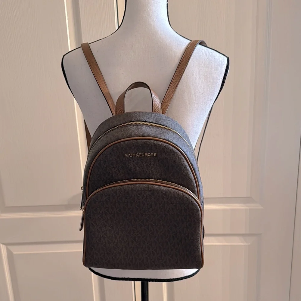 Michael Kors Brown Monogrammed Backpack - Picture 2 of 13
